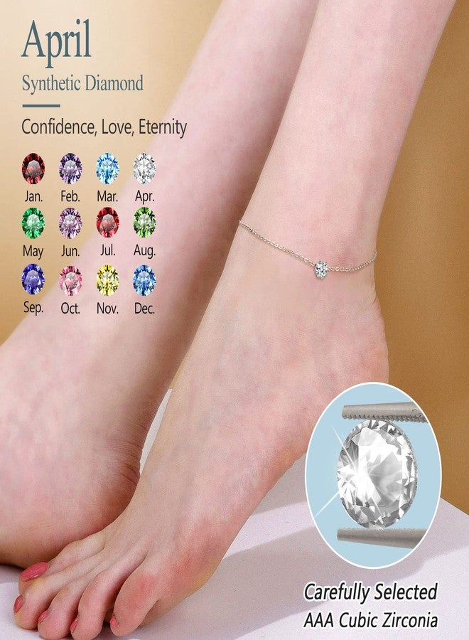 Silvora April Birthstone Anklet for Women - 925 Silver Anklet - Come with Gift - Image 5